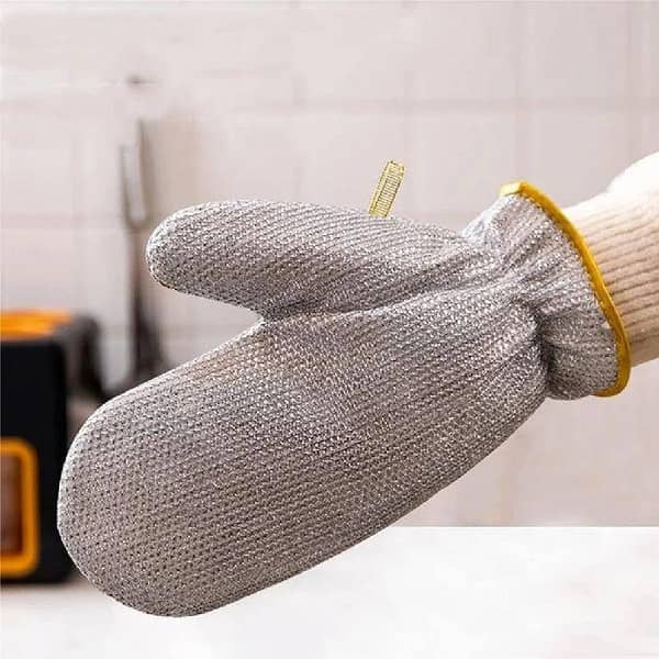 Steel Wire Gloves Cleaning Cloth Kitchen Magic Dishwashing Gloves Steel Wire Cleaning Rag Microwave Stove Clean Tools Dish Cloth (ZM Collection)