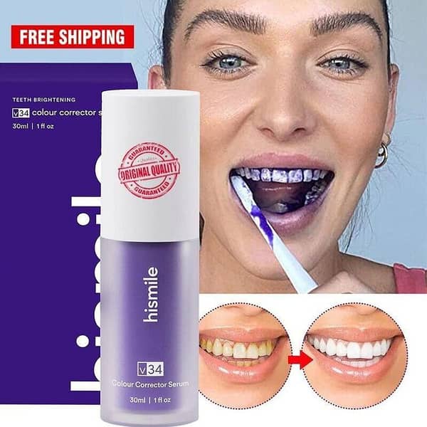 HISMILE V34 Teeth Removing Deep Smoke Stains Gingiva Protection Purple Orthopedic Toothpaste Cleans Oral Cavity Brightens Teeth by celestial spark (ZM Collection)