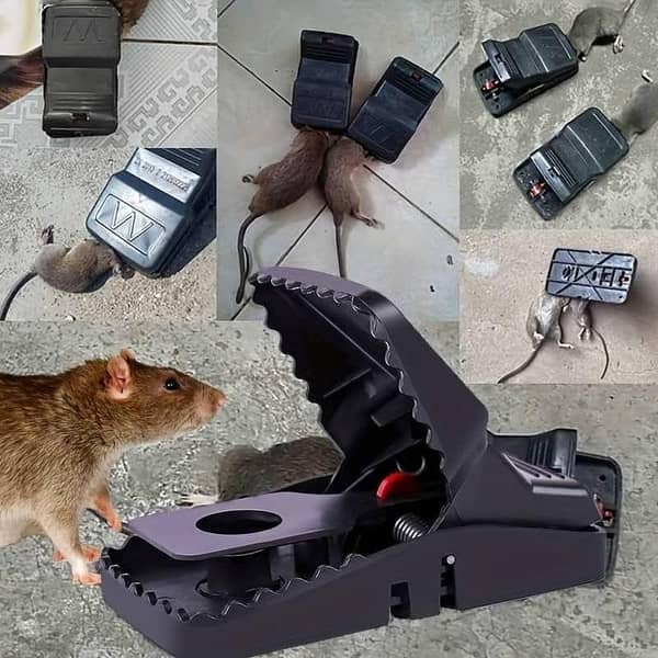 Heavy Duty Mouse Trap Mice Catcher High Quality Plastic Reusable Convenient Effective Black Stainless-Steel Springs Rat Killer For Households Eliminates Faster Than Other Indoor and Outdoor (ZM Collection)
