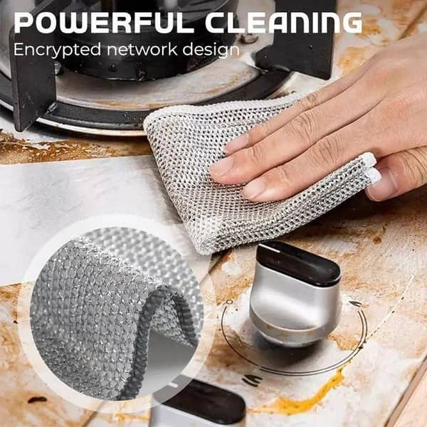 10 pcs Wire Cloth for Dish Washing Kitchen Cleaning Cloth Non-stick Oil Dish Clean Towel Washing Rags Household Cleaning Accessories Dish Clean Wire Clothes (ZM Collection)