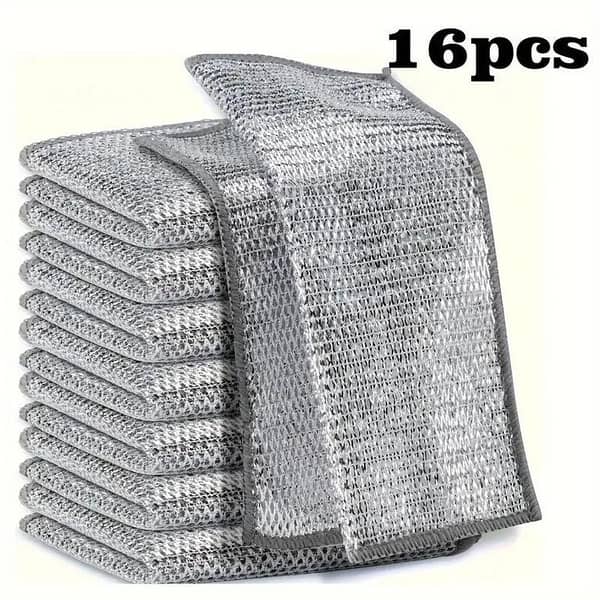 4pcs/8pcs/12pcs/16pcs Miracle Cleaning Cloth - Ultra-Durable Mesh Ultrafine Fiber Set - Easy for Dry and Wet Cleaning - Very Suitable for Tableware, Metal Surfaces, etc. ! Anti-stain, No Scratches Kitchen Genius - High-definition  (ZM Collection)