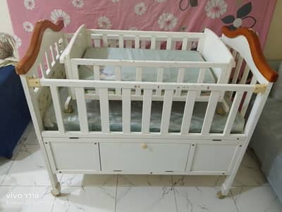 Premium Wooden Baby Cot / Crib with Cradle & Storage