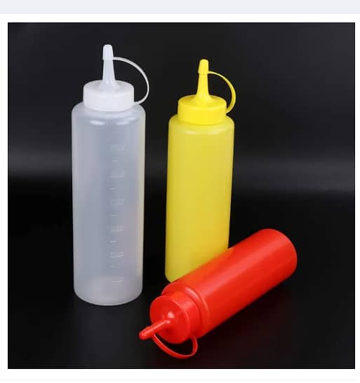 Clear Plastic Squeeze Bottle Condiment Dispenser Ketchup Mustard Sauce