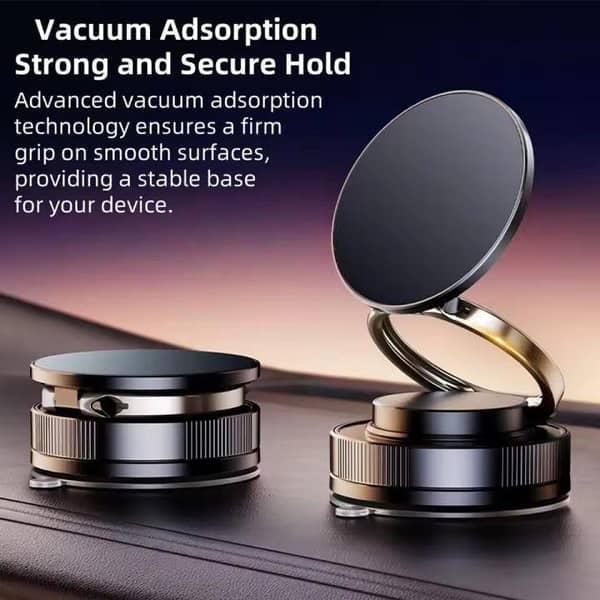 Universal Car Phone Magnetic Holder | 360° Rotatable Dashboard & Windshield Mount | Mechanical Vacuum Suction Cup Mobile Phone Stand | Strong Magnetic Adsorption Bracket for Navigation, GPS & Hands-Free Driving