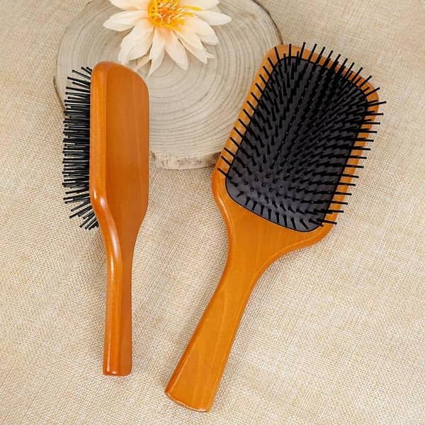 Floral Pink Paddle Hair Brush – Imported Square Massage Comb with Copper Needle | Air Cushion Exfoliating Brush for All Hair Types & Real Hair Wigs"