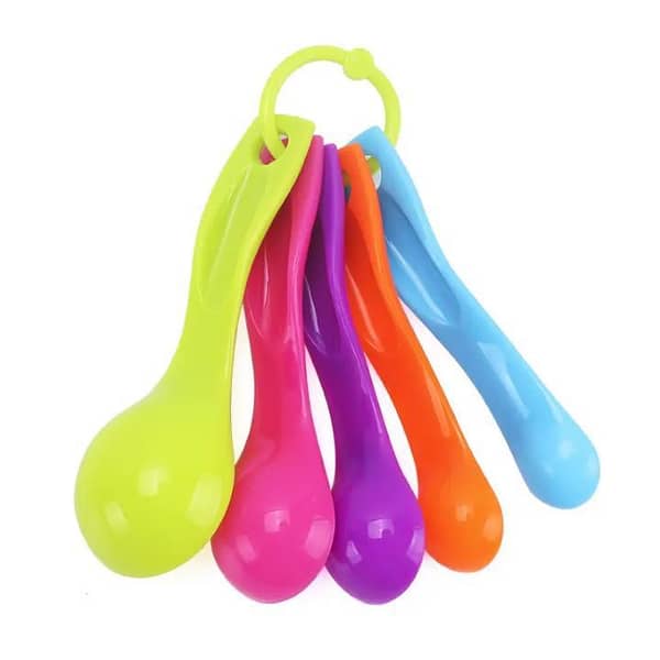Baking tools measuring spoon set (5 pieces) with graduation, made of high-quality food-grade thick plastic. Kitchen measuring spoon set.