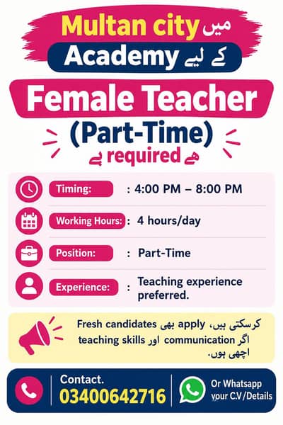Job for Female Teachers