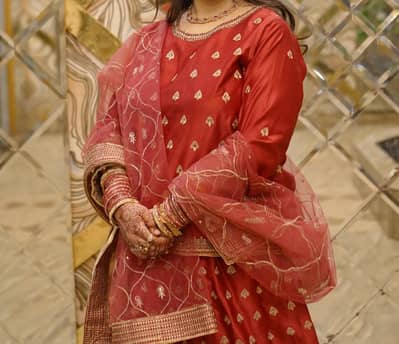 Beautiful Red Embroidered Lehenga with Dupatta | Elegant Wedding Wear