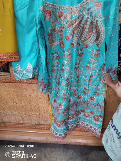 Turquoise Embroidered 3-Piece Suit