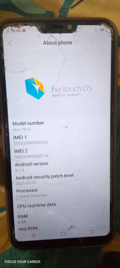 Vivo y81 s 6GB RAM/128 STORAGE