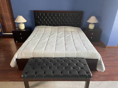 Tufted Leather Bed Set
