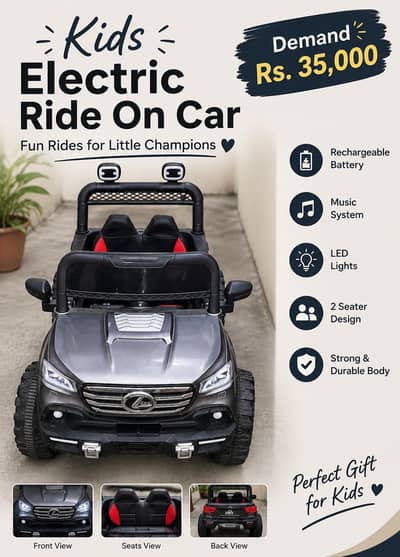 Kids Electric Ride On Car | Rechargeable Battery | LED Lights |