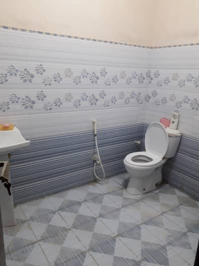 three bed dd first floor portion with roof for rent in johar