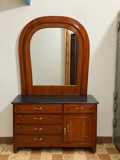 Large Wooden Crockery Cabinet with Glass Doors and dressing table
