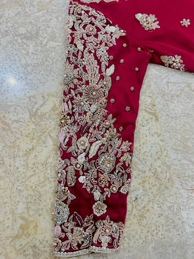 Red Briday Maxi Frock with Heavy jamawar & Net Dupatta
