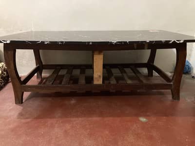Wooden centre Table with Marble Lamination Top