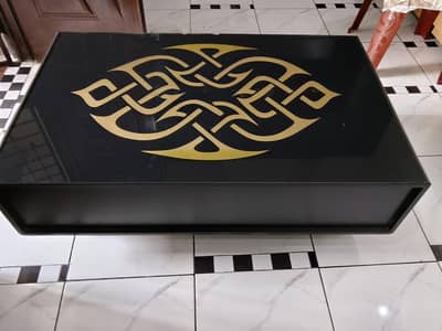 Brand New Glass Top Center Table – Black & Gold