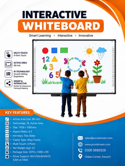 Interactive Whiteboard 86 Inch | Smart Board for Schools, Offices