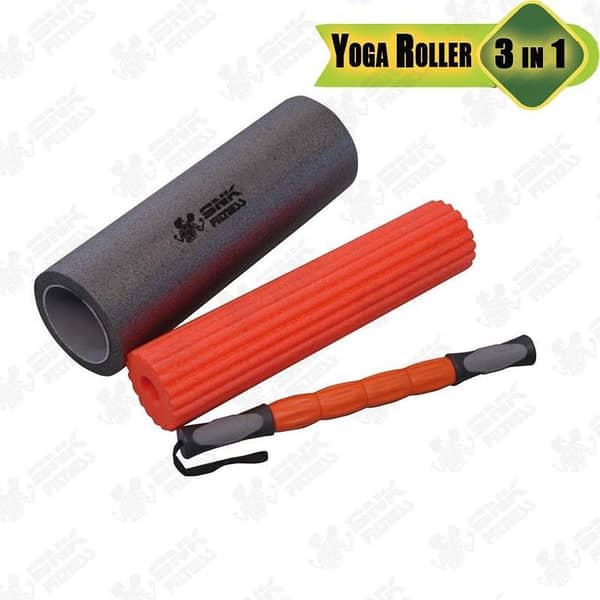 Yoga Foam Roller (3 In 1)- Black and Orange
