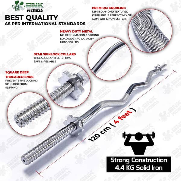 SNK FITNESS EZ Bar Curl Rod  Curl Bar Zigzag Rod Zig Zag Bar Good Quality