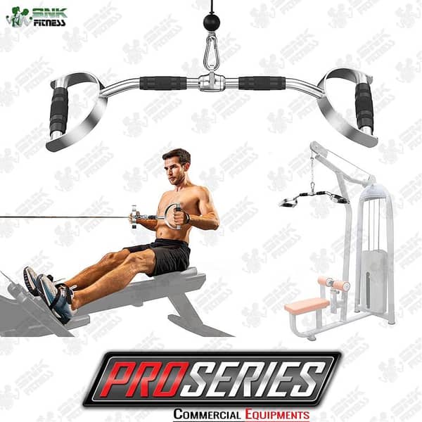 Commercial LAT Pull Down Bar with Handles, Cable Machine Attachments, 29in/73cm Bar with 880lbs Loading, Tricep Press Down Bar, Solid Steel Material with Rubber Handle for Home Gym or Commercial Gym -SNK FITNESS