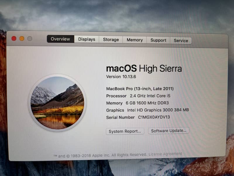 Macbook pro 2011 mac os/windows 0