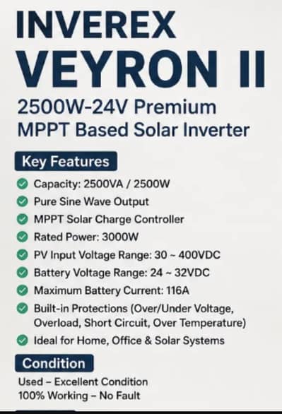 Inverex Veyron II 2.5 KW 24V Premium MPPT Solar Inverter