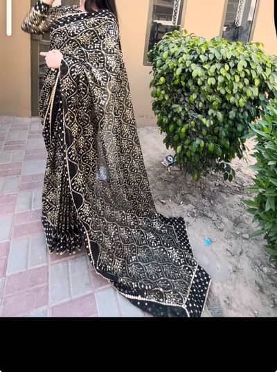 black embroidered saree