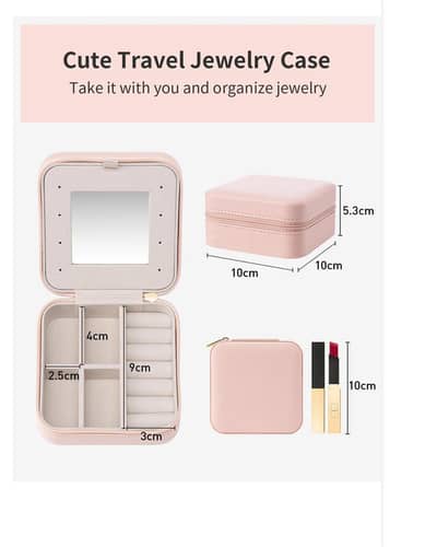 2-pce jewellery storage box set pink rubber multi layer