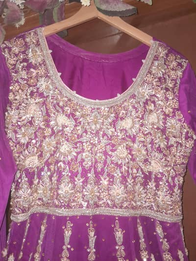 Magenta net Maxy with jamawar plazo.
