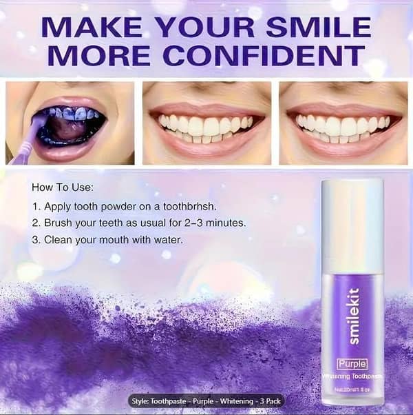 CLARA Hismile v34 Color Corrector Purple Teeth Whitening Toothpaste Kit without Toothbrush Pen Strips