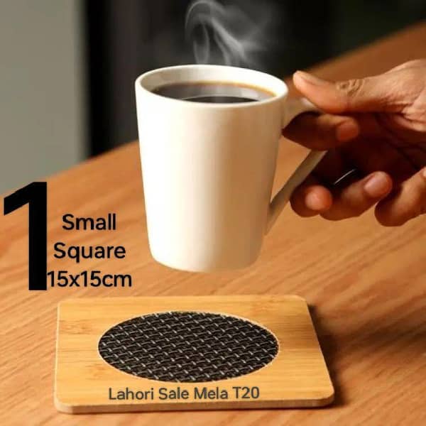 Wooden Tea Mat Coaster Set - Heat Resistant Square, Round, and Hexagon Shapes for Hot Pots and Drinks, 5" x 5"