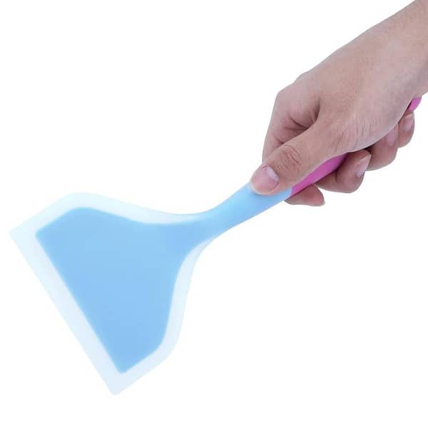 Pink and Skyblue Silicone Spatula - Non-Stick Turner for Pizza, Cake, Steak, and Eggs - Heat-Resistant Kitchen Utensils