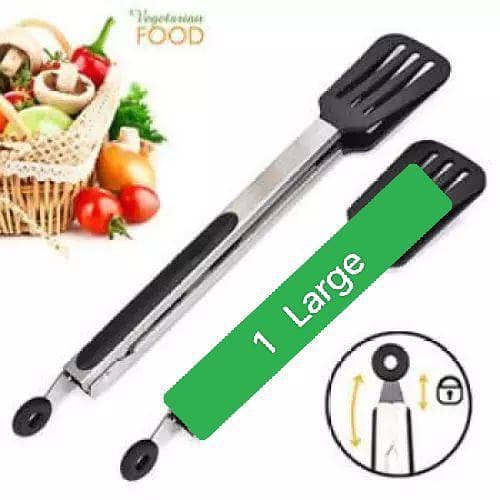 1 Piece Silicone Non-Stick Tongs with Stainless Steel Handle for Cooking, Serving Salads, and BBQ