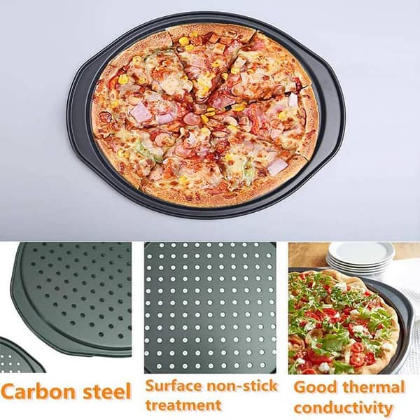 13-Inch Pizza Crisper Tray with Holes and Handle for Easy Handling