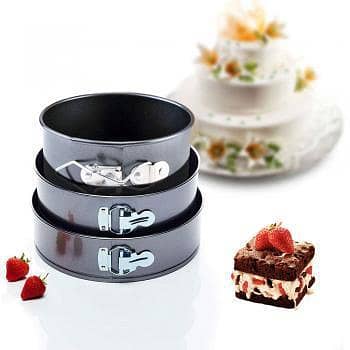 Set of 3 Non-Stick Round Cake Pans with Springform Design, Bakeware Mold in Various Sizes