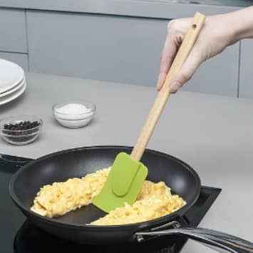 Silicone Spatula with Wooden Handle for Baking - 1 Piece
