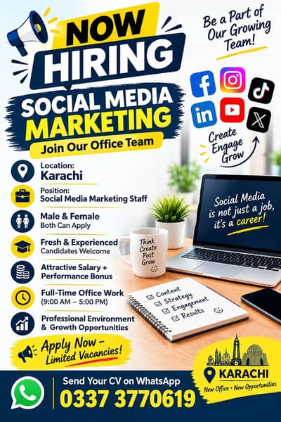 hiring for the post of social media marketing