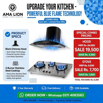 IMPOTAD AUTO KITCHEN GAS STOVE HOB LPG NG CHULHA (air hood)03114083583
