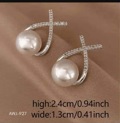 Women’s Cross Zircon Pearl Earrings | Elegant Silver Earrings