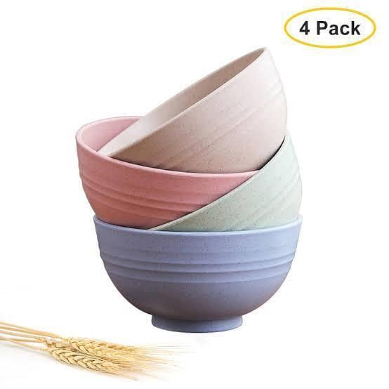 Large Unbreakable Wheat Straw Fiber Bowls Set - Eco-Friendly Cereal and Salad Bowls, Degradable Kitchen Essentials
