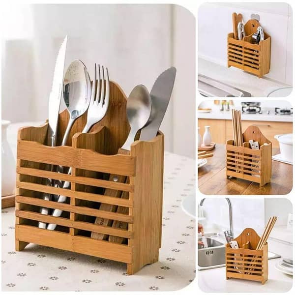 Bamboo Holder for Spoons and Chopsticks - Kitchen and Table Organization