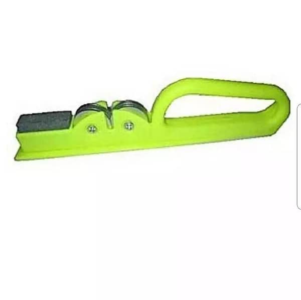 Steel Knife Sharpener and Filer in Silver, Black, Yellow, and Green