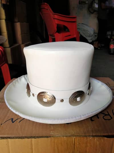 White leather hat