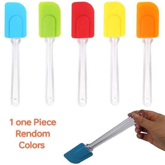 Silicone Cooking and Baking Spatula with Clear Plastic Handle