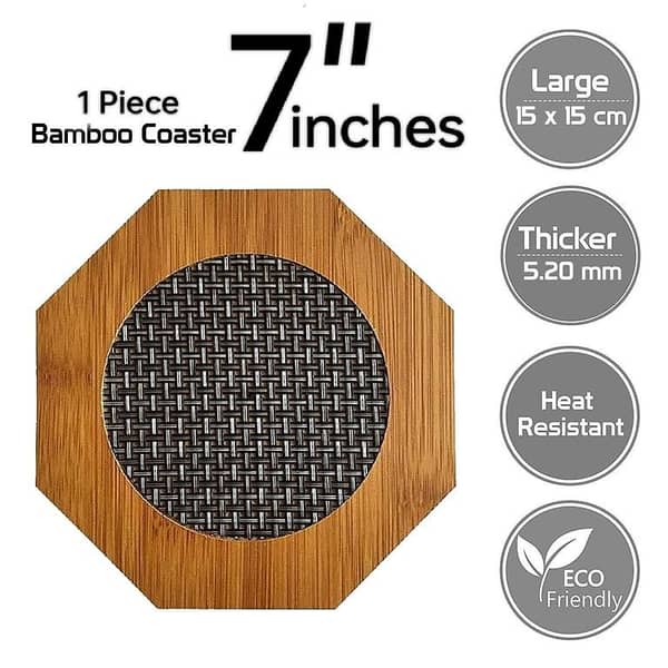 7-Inch Wooden Tea Mats in Square, Round, and Hexagon Shapes for Hot Pots and Drinkware