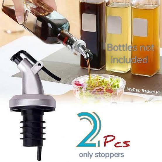 Set of 2 Oil Bottle Caps for Pouring Oil and Vinegar, Leak-Proof Stoppers for Home and Kitchen Use (Bottles Not Included)