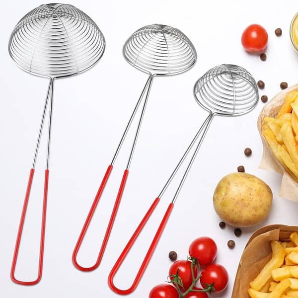 Set of 3 Stainless Steel Strainer Scoops in Different Sizes for Hot Pot and Frying