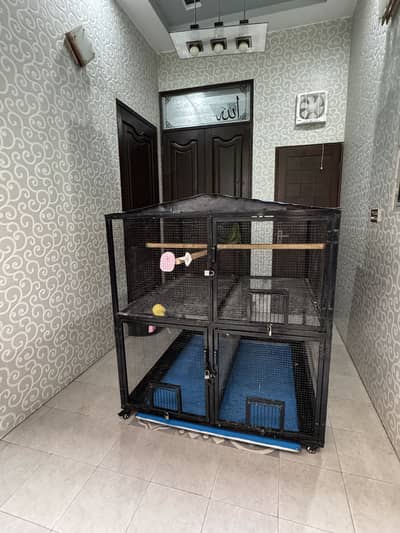 3 Portion Cage with tyre and tray for all type of birds