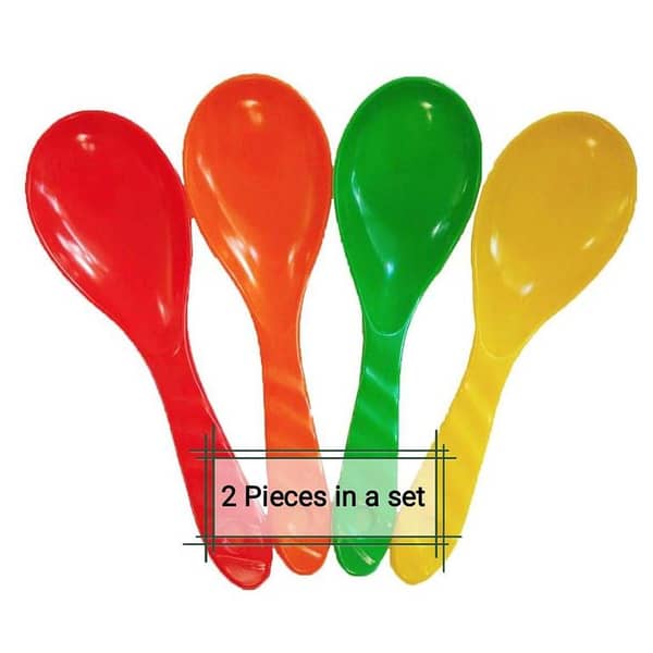 Set of 2 Assorted Color Plastic Serving Spoons for Rice and Cooking